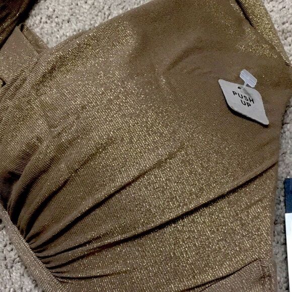 Kenneth Cole gold lame’ push up bikini top. 32 B/C. NWT - Picture 7 of 7